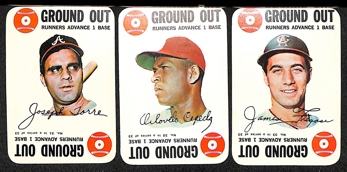 6 - 1968 Topps Game Card Complete Sets of 33 Cards w. Mantle in EX+ to Near Mint Condition